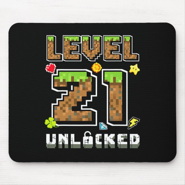 Level 21 Unlocked Birthday 21st Years Bday Gamer P Mousepad (Vorne)