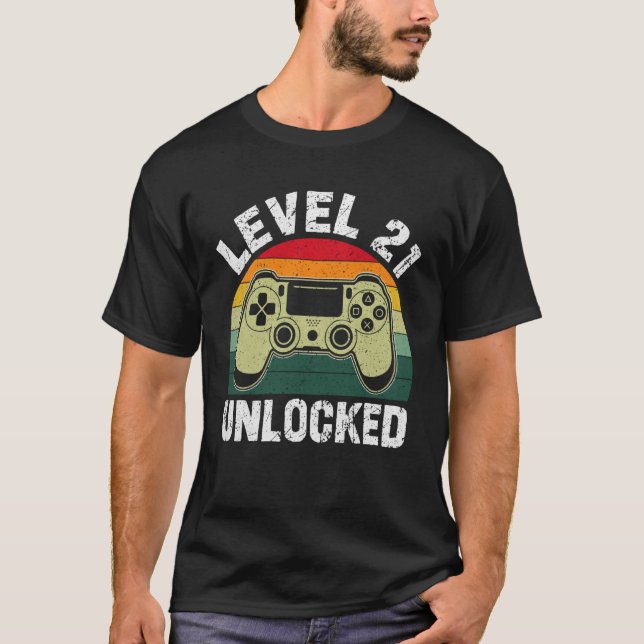 Level 21 Unlocked Video Game Enthusiast T-Shirt (Vorderseite)