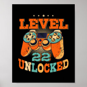 Level 22 Freigeschaltet Geburtstag Männer Gamer 22 Poster