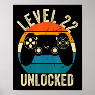 Level 22 Unlock Video Game 22. Geburtstag Gamer B Poster