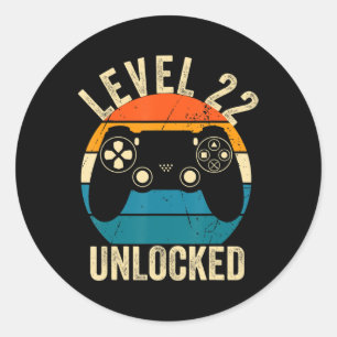 Level 22 Unlock Video Game 22. Geburtstag Gamer B Runder Aufkleber