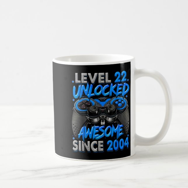 Level 22 Unlocked Awesome Since 2004 22nd Birthday Kaffeetasse (Rechts)