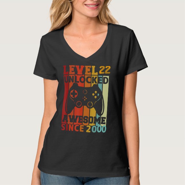 Level 22 Unlocks Videospiel 22 Geburtstag T-Shirt (Vorderseite)