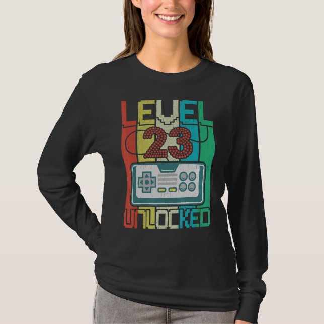 Level 23 Unlocks Videospiel 23 Geburtstag T-Shirt (Vorderseite)