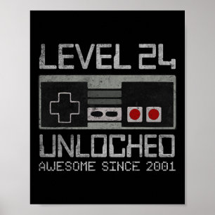 Level 24 freigeschaltet 24. Geburtstag 24 Jahre al Poster