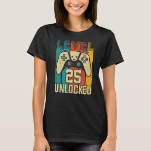 Level 25 Unlocks Videospiel 25 Geburtstag T-Shirt