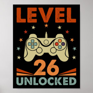 Level 26 Unlock Video Gamer 26. Geburtstag 26 Jahr Poster
