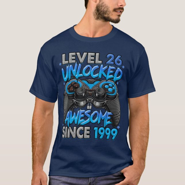 Level 26 Unlocked Awesome Since 1999 26th Birthday T-Shirt (Vorderseite)