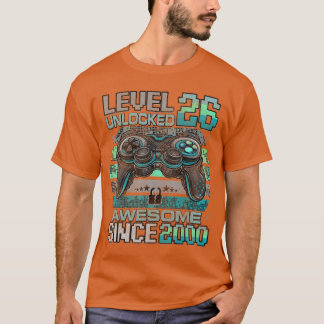 Level 26 Unlocked Awesome Since 2000 26th Birthday T-Shirt