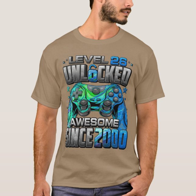 Level 26 Unlocked Awesome Since 2000 26th Birthday T-Shirt (Vorderseite)