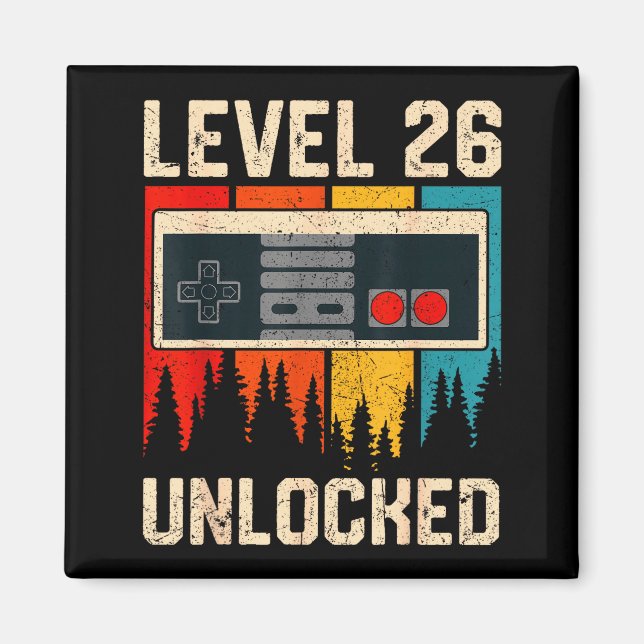 Level 26 Unlocked Video Game Controller Birthday M Magnet (Vorne)
