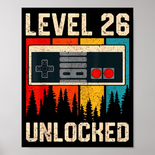 Level 26 Unlocked Video Game Controller Birthday M Poster (Vorne)