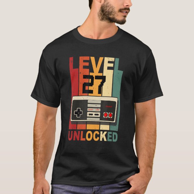 Level 27 Unlock Shirt Video Gamer 27. Geburtstag (Vorderseite)