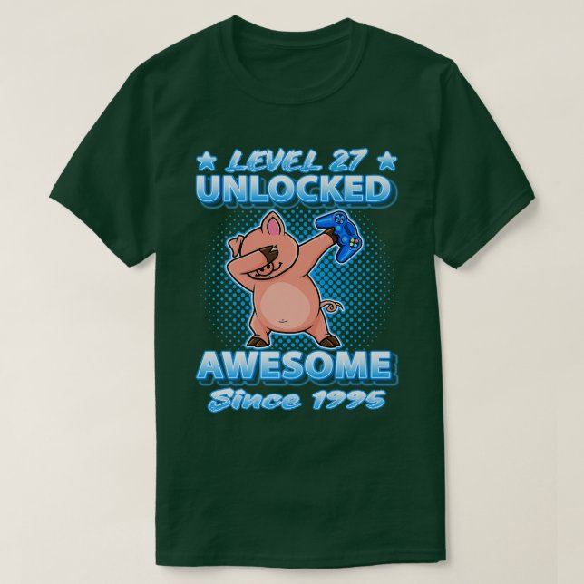 Level 27 Unlocks Geboren 1995 Dabbing Pig 27 t T-Shirt (Design vorne)