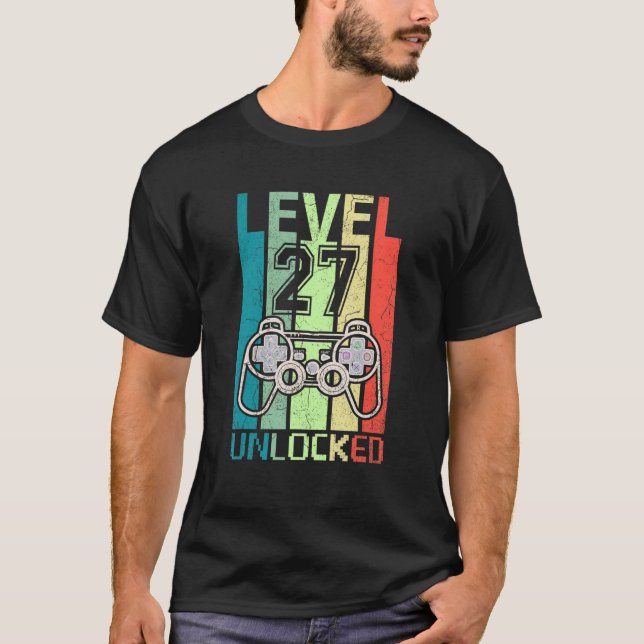 Level 27 Unlocks Videospiel 27. Geburtstag T-Shirt (Vorderseite)