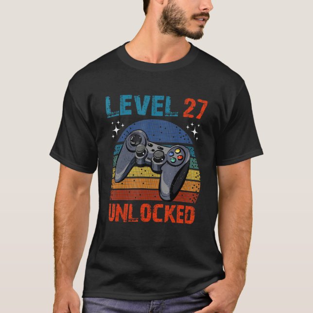 Level 27 Unlocks Videospiel 27. Geburtstag T-Shirt (Vorderseite)