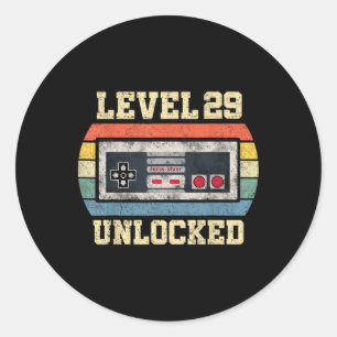 Level 29 freigeschaltet 29 Jahre altes Geschenk Lu Runder Aufkleber