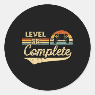 Level 30 Abgeschlossen Vintage 30. Hochzeitstag Runder Aufkleber
