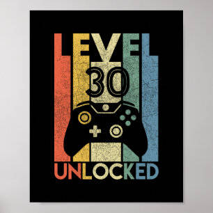 Level 30 freigeschaltet Lustiges Videospieler 30. Poster