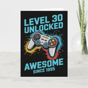 Level 30 freigeschalteter Gamer 30. Geburtstag Karte