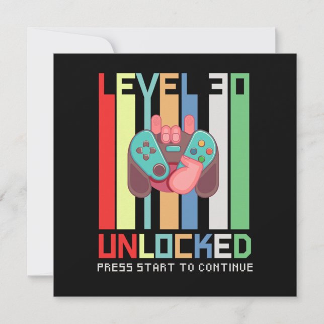 Level 30 Unlock 1990 30 th Birthday Gift Einladung (Vorderseite)