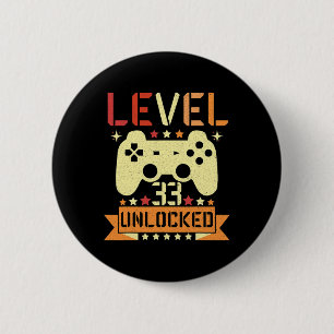 Level 33 freigeschaltet Videospiel 33. Geburtstag Button