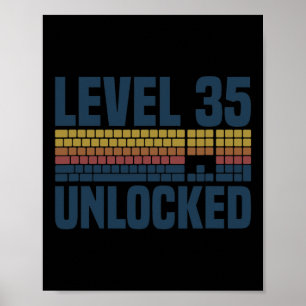 Level 35 freigeschaltet 35. Geburtstag 35 Jahre al Poster