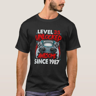 Level 35 Unlocked Awesome Since 1987 35Th Birthday T-Shirt