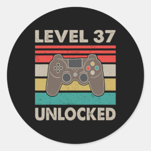 Level 37 freigeschaltet - 1983 37. Geburtstagsgesc Runder Aufkleber