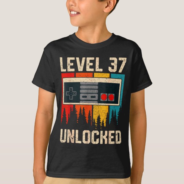 Level 37 freigeschaltete Videospiel-Controller-Geb T-Shirt (Vorderseite)