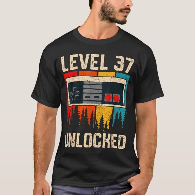 Level 37 Unlocked Video Game Controller Birthday M T-Shirt (Vorderseite)