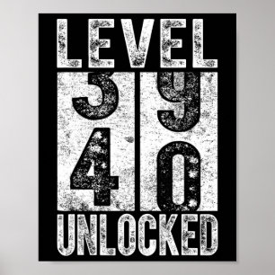 Level 40 freigeschaltet Lustig Happy 40. Level Geb Poster