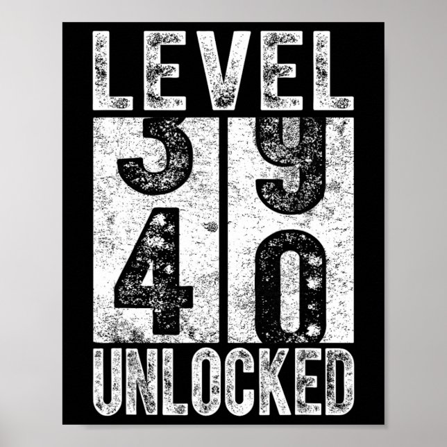 Level 40 freigeschaltet Lustig Happy 40. Level Geb Poster (Vorne)
