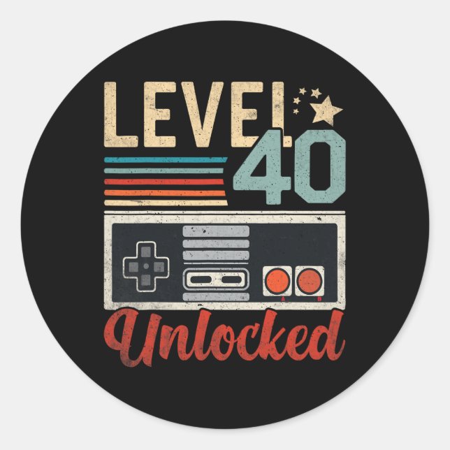 Level 40 freigeschaltet Videospiel-Controller 40.  Runder Aufkleber (Vorderseite)
