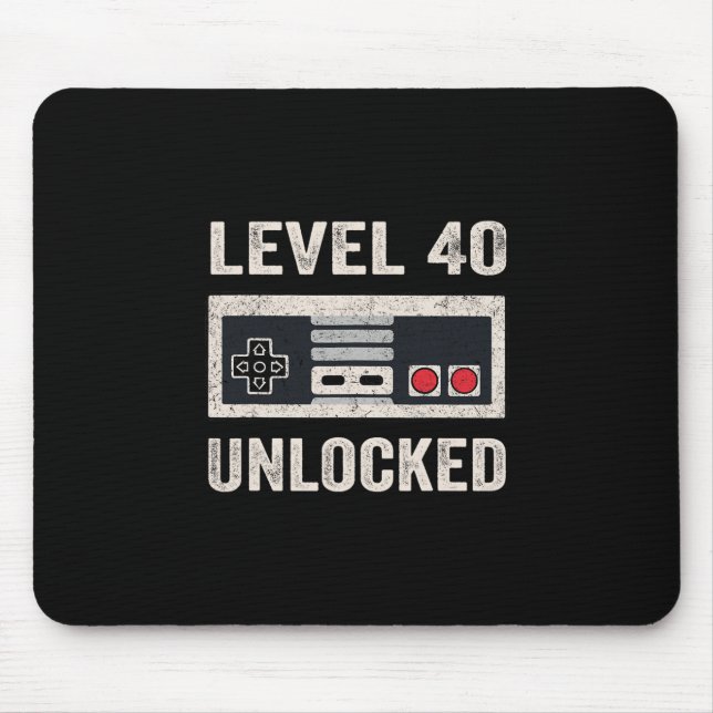 Level 40 freigeschaltet Videospieler 40. Geburtsta Mousepad (Vorne)