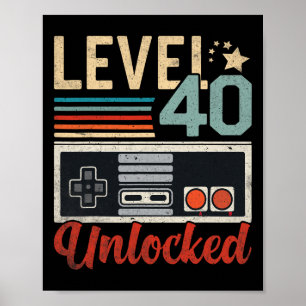 Level 40 freigeschalteter Videospiel-Controller 40 Poster