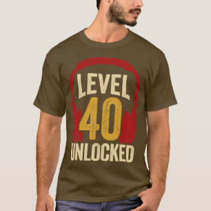 Level 40 freigeschaltetes Videospiel-Geburtstagsge T-Shirt