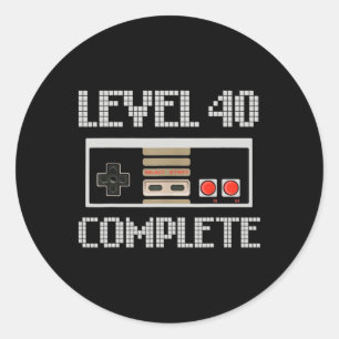 Level 40 Unlock Shirt Video Gamer 40. Geburtstag Runder Aufkleber