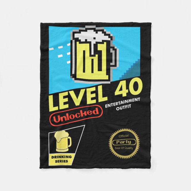 Level 40 Unlock Video Game 40. Geburtstag Fleecedecke (Vorderseite)