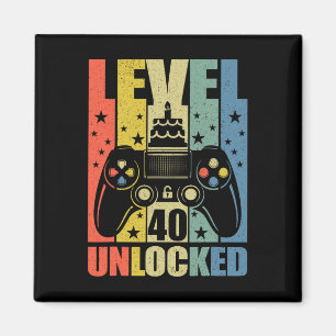 Level 40 Unlock Video Game 40. Geburtstag Gamer B Magnet