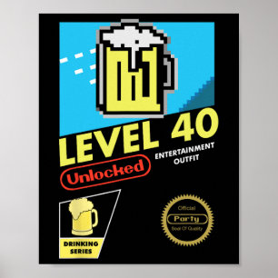 Level 40 Unlock Video Game 40. Geburtstag Poster