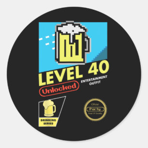 Level 40 Unlock Video Game 40. Geburtstag Runder Aufkleber