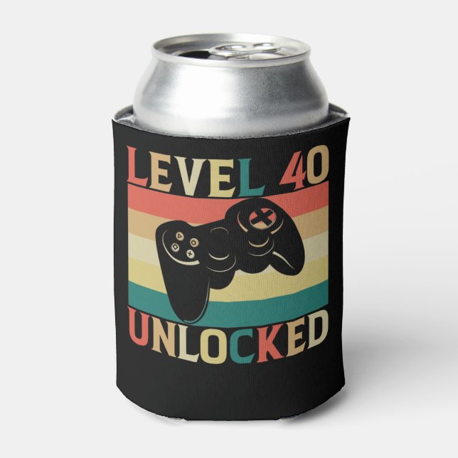 Level 40 Unlock Video Gamer 40. Geburtstag Dosenkühler (Kanne Vorderseite)