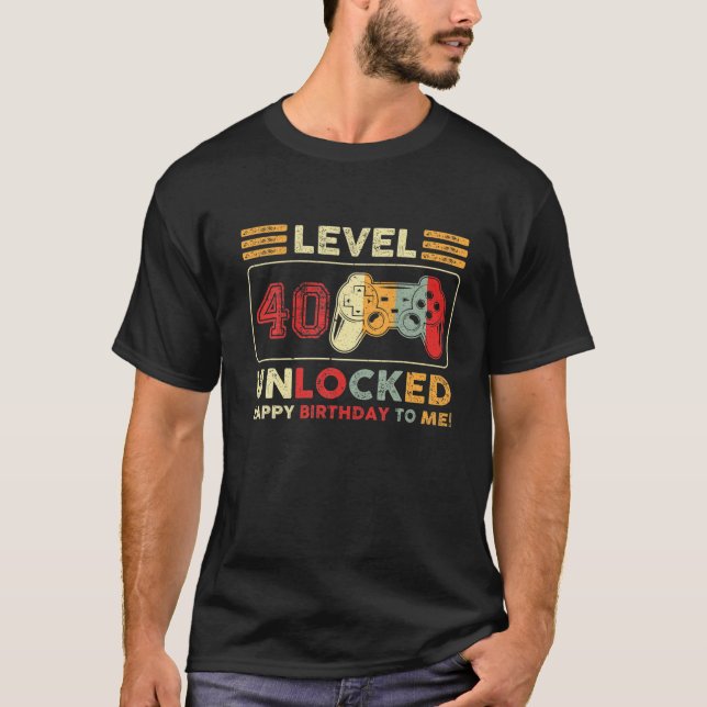Level 40 Unlocked Awesome 1982 Video Game 40Th Bir T-Shirt (Vorderseite)