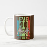 Level 40 Unlocked Video Gamer 40th Birthday Gifts Kaffeetasse<br><div class="desc">Level 40 Unlocked Video Gamer 40th Birthday Gifts Gift. Perfect gift for your dad,  mom,  papa,  men,  women,  friend and family members on Thanksgiving Day,  Christmas Day,  Mothers Day,  Fathers Day,  4th of July,  1776 Independent day,  Veterans Day,  Halloween Day,  Patrick's Day</div>