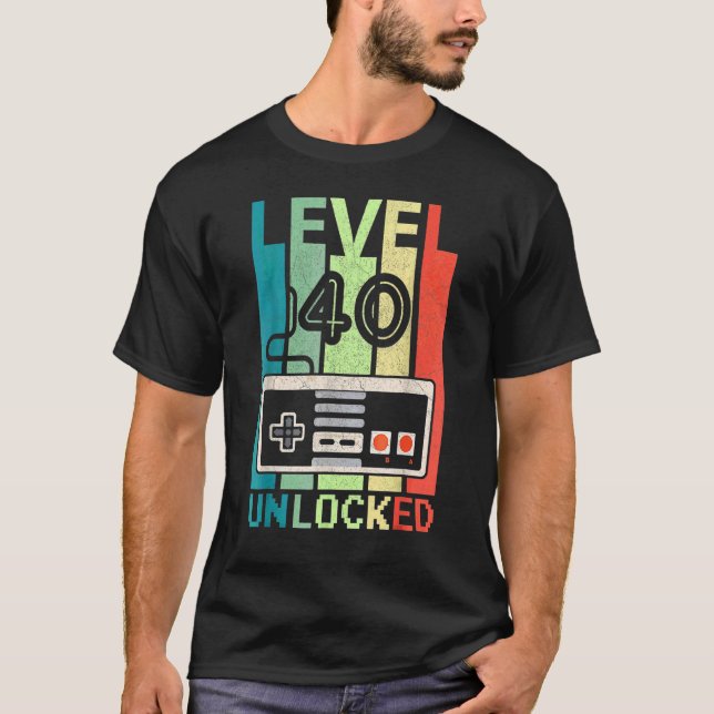 Level 40 Unlocked  Video Gamer 40th Birthday  Tee (Vorderseite)