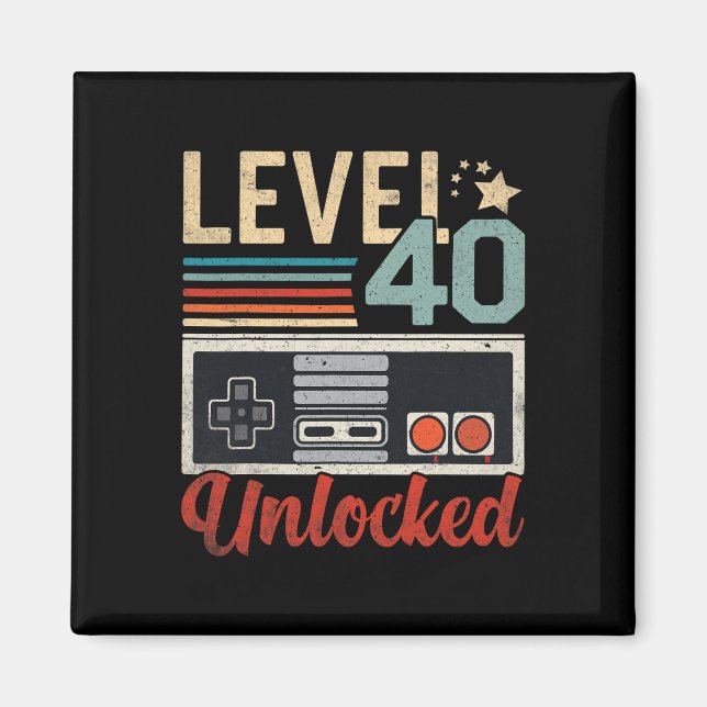 Level 40 Unlocked Video Gamer Controller 40th Birt Magnet (Vorne)