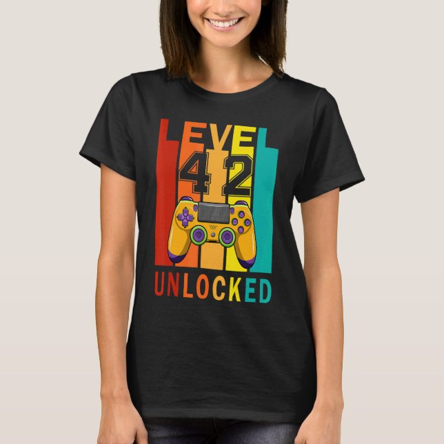 Level 42 Unlocks Videospiel 42 Geburtstag T-Shirt (Vorderseite)
