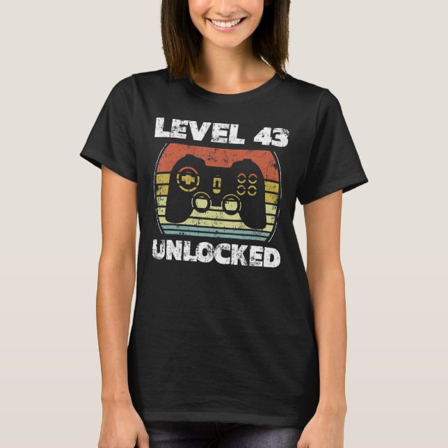 Level 43 Unlocks Videospiel 43 Geburtstag T-Shirt (Vorderseite)