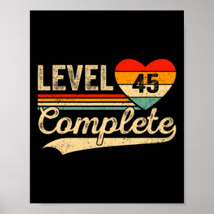 Level 45 erreicht 45 Jahre Videospieler Hochzeit Poster